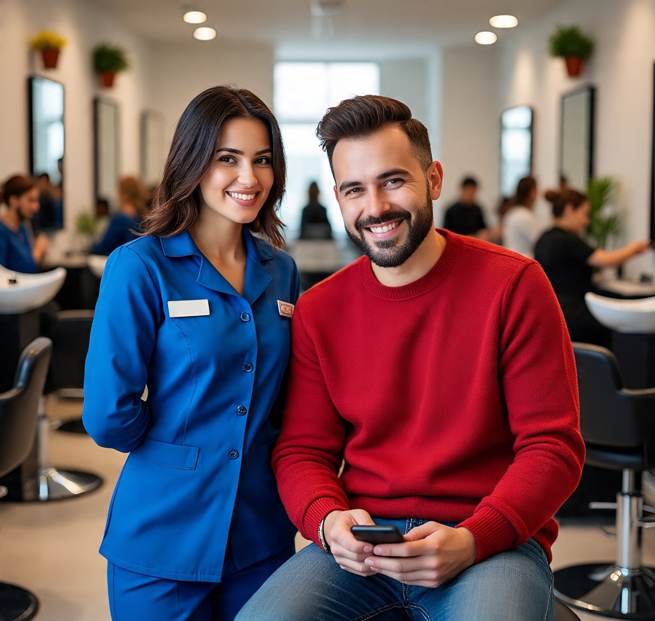 Professional managing salon appointments